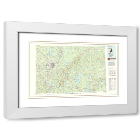 Bangor Maine Quad - USGS 1994 White Modern Wood Framed Art Print with Double Matting by USGS