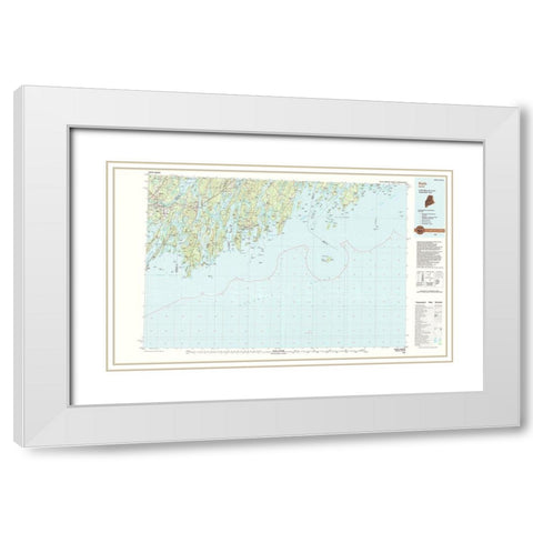 Bath Maine Quad - USGS 1985 White Modern Wood Framed Art Print with Double Matting by USGS