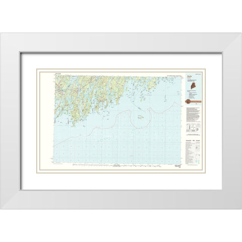 Bath Maine Quad - USGS 1985 White Modern Wood Framed Art Print with Double Matting by USGS