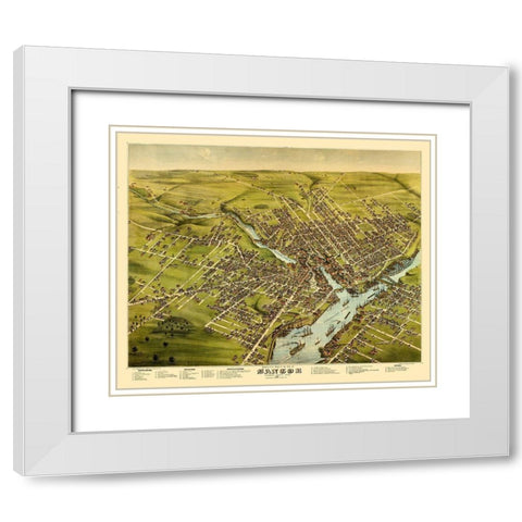 Bangor Maine - Stoner 1875  White Modern Wood Framed Art Print with Double Matting by Stoner