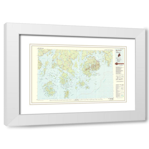 Bar Harbor Maine Quad - USGS 1985 White Modern Wood Framed Art Print with Double Matting by USGS