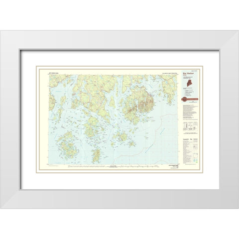 Bar Harbor Maine Quad - USGS 1985 White Modern Wood Framed Art Print with Double Matting by USGS