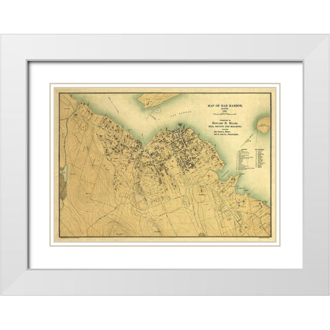 Bar Harbor Maine - Mears 1896  White Modern Wood Framed Art Print with Double Matting by Mears