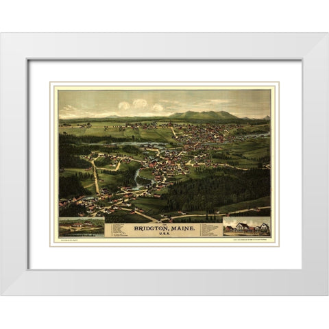 Bridgton Maine - Burleigh 1888  White Modern Wood Framed Art Print with Double Matting by Burleigh