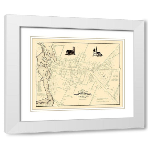 Brunswick Maine - Noyes 1846  White Modern Wood Framed Art Print with Double Matting by Noyes
