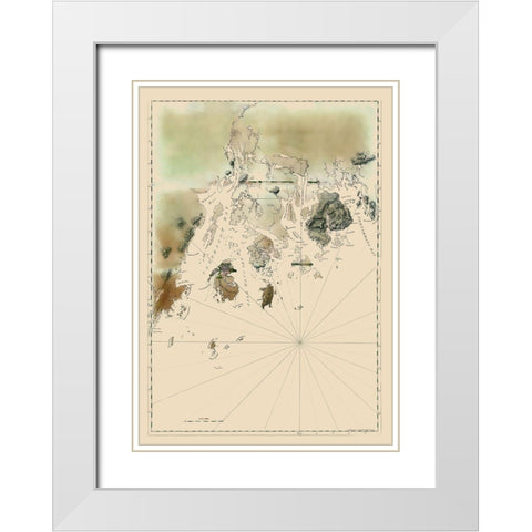 Maine Coast - Des Barres 1776 White Modern Wood Framed Art Print with Double Matting by Des Barres