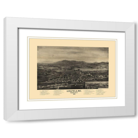 Kingfield Maine - Norris 1895  White Modern Wood Framed Art Print with Double Matting by Norris