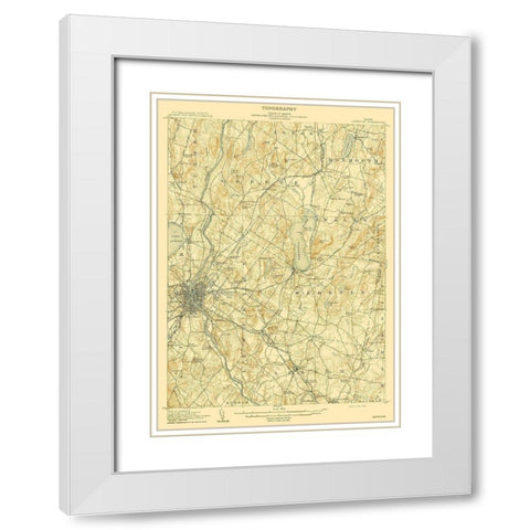 Lewiston Maine Quad - USGS 1908 White Modern Wood Framed Art Print with Double Matting by USGS