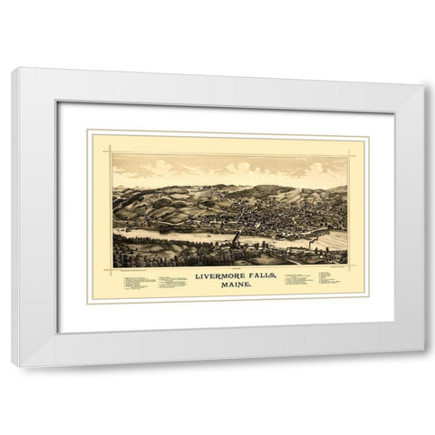 Livermore Falls Maine - Norris 1889  White Modern Wood Framed Art Print with Double Matting by Norris