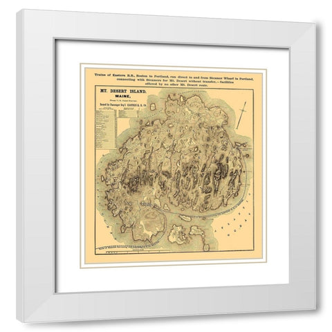 Mount Desert Island Maine - Eastern Railroad Co 1890  White Modern Wood Framed Art Print with Double Matting by Eastern Railroad Co