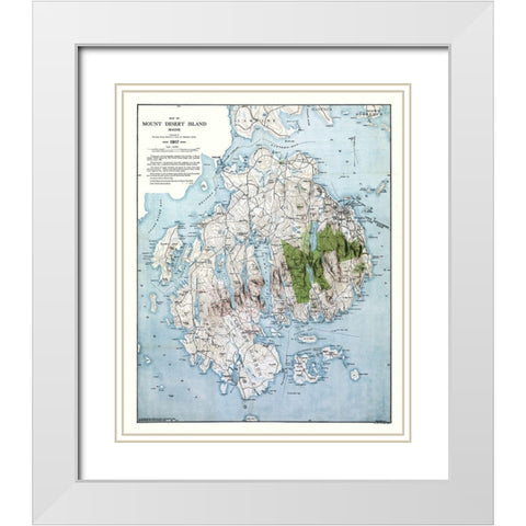 Mount Desert Island Maine - Bates 1917  White Modern Wood Framed Art Print with Double Matting by Bates