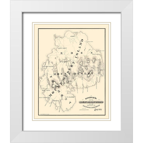 Mount Desert Island Maine - Dodge 1872  White Modern Wood Framed Art Print with Double Matting by Dodge