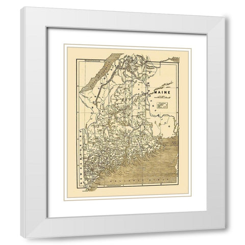 Maine - 1890 White Modern Wood Framed Art Print with Double Matting by Unknown