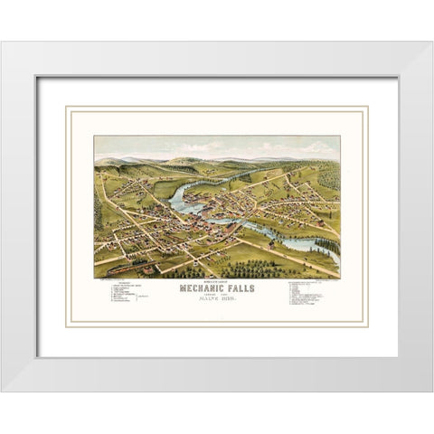 Mechanic Falls Maine - Stoner 1878  White Modern Wood Framed Art Print with Double Matting by Stoner