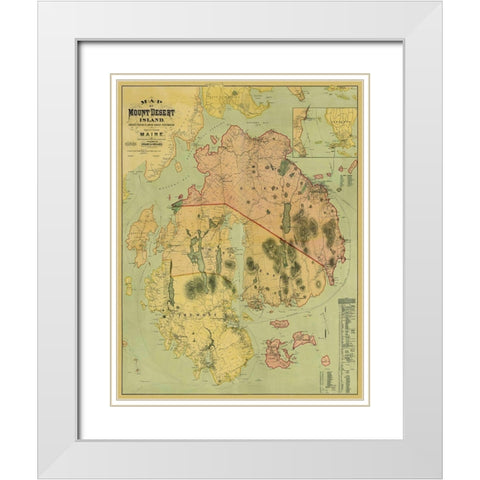 Mount Desert Island Maine Landowner - Colby 1887 White Modern Wood Framed Art Print with Double Matting by Colby
