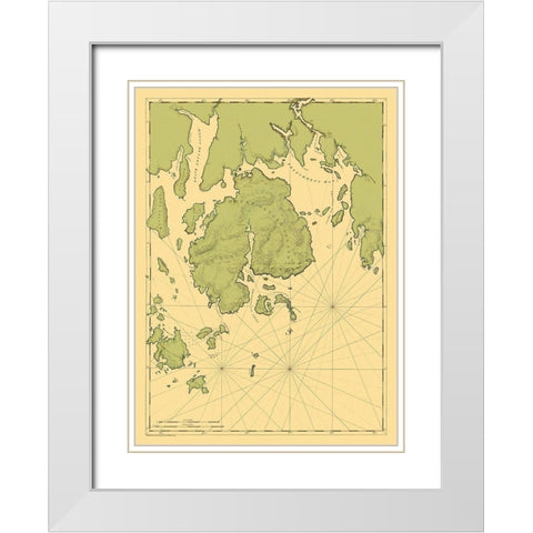 Mount Desert Island Maine - Des Barres 1776 White Modern Wood Framed Art Print with Double Matting by Des Barres