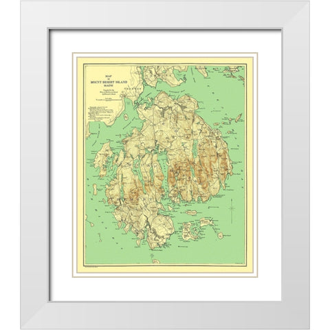 Mount Desert Island Maine - Rand McNally 1893 White Modern Wood Framed Art Print with Double Matting by Rand McNally