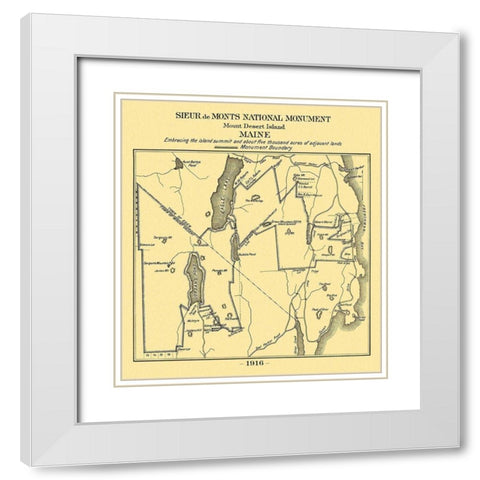 Mount Desert Island Maine - Sieur de Monts 1916 White Modern Wood Framed Art Print with Double Matting by Sieur de Monts