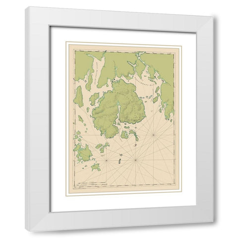 Mt Desert Island and Coast - Des Barres 1776 White Modern Wood Framed Art Print with Double Matting by Des Barres