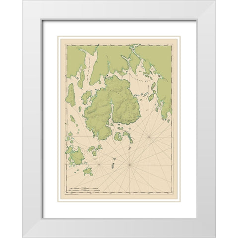Mt Desert Island and Coast - Des Barres 1776 White Modern Wood Framed Art Print with Double Matting by Des Barres