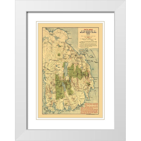 Mount Desert Island Maine - Jaques 1911  White Modern Wood Framed Art Print with Double Matting by Jaques
