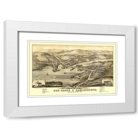 New Castle Damariscotta Maine - Stoner 1878  White Modern Wood Framed Art Print with Double Matting by Stoner
