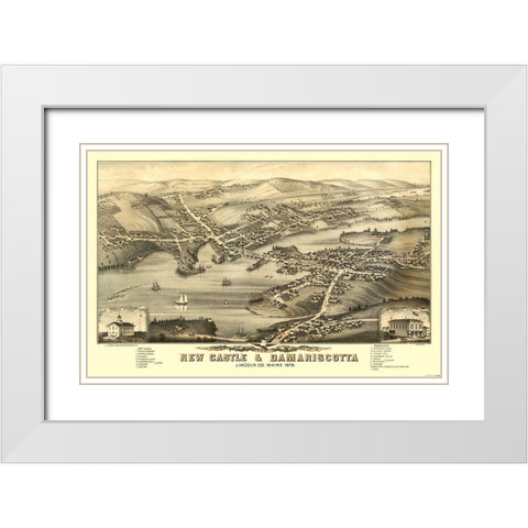 New Castle Damariscotta Maine - Stoner 1878  White Modern Wood Framed Art Print with Double Matting by Stoner