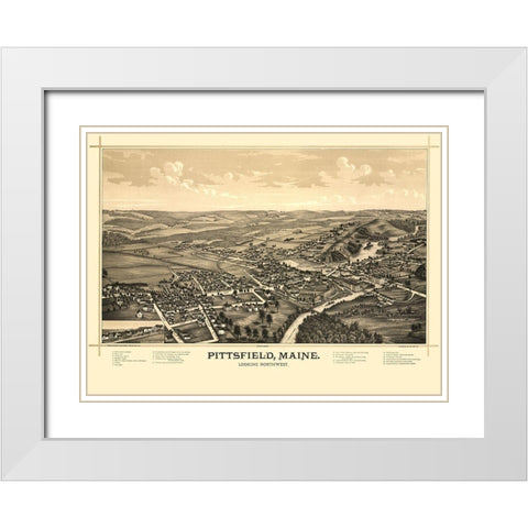 Pittsfield Maine - Norris 1889  White Modern Wood Framed Art Print with Double Matting by Norris