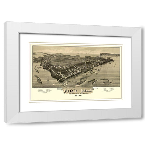Peaks Island Maine - Morris 1886  White Modern Wood Framed Art Print with Double Matting by Morris