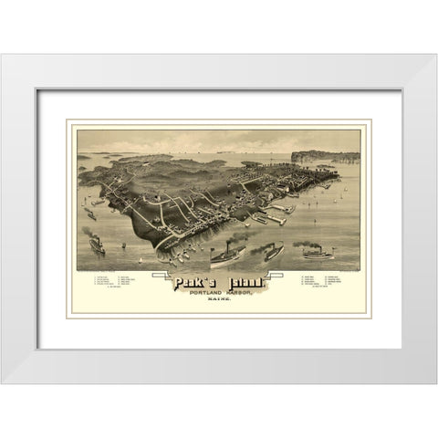 Peaks Island Maine - Morris 1886  White Modern Wood Framed Art Print with Double Matting by Morris