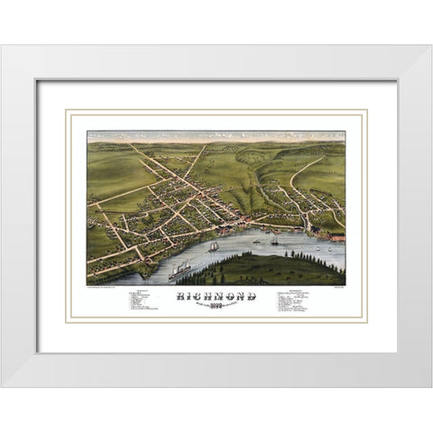 Richmond Maine - Bremner 1878  White Modern Wood Framed Art Print with Double Matting by Brenner
