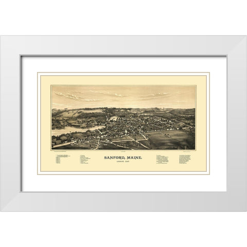 Sanford Maine - Norris 1889  White Modern Wood Framed Art Print with Double Matting by Norris