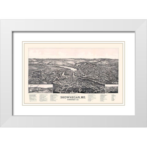 Skowhegan Maine - Norris 1892  White Modern Wood Framed Art Print with Double Matting by Norris
