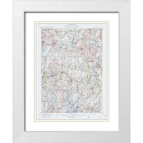 Waldoboro Maine Quad - USGS 1915 White Modern Wood Framed Art Print with Double Matting by USGS