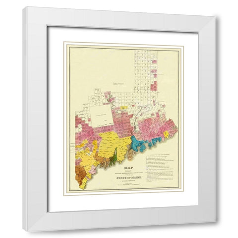 State of Maine Landowner  1st Edition- 1829 White Modern Wood Framed Art Print with Double Matting by Greenleaf