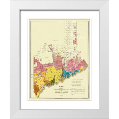 State of Maine Landowner  1st Edition- 1829 White Modern Wood Framed Art Print with Double Matting by Greenleaf