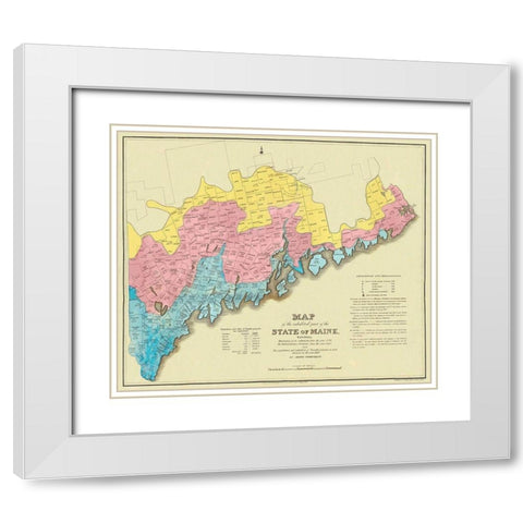 State of Maine Landowner  2nd Edition- 1829 White Modern Wood Framed Art Print with Double Matting by Greenleaf