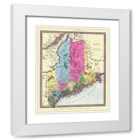 Maine - Burr 1835 White Modern Wood Framed Art Print with Double Matting by Burr
