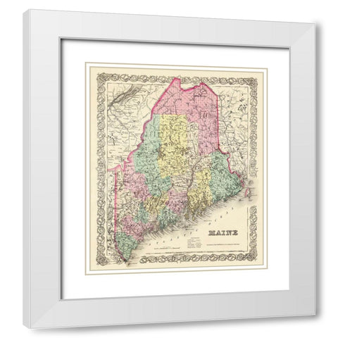 Maine - Colton 1855 White Modern Wood Framed Art Print with Double Matting by Colton