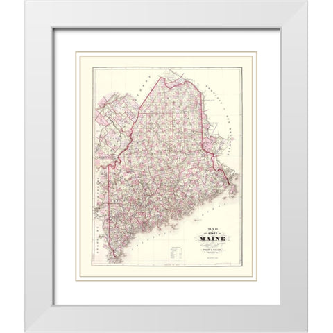 Maine - Colby  1887 White Modern Wood Framed Art Print with Double Matting by Colby