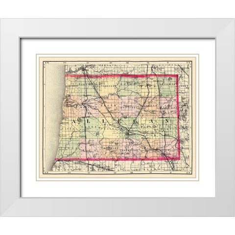 Allegan Michigan - Walling 1873 White Modern Wood Framed Art Print with Double Matting by Walling