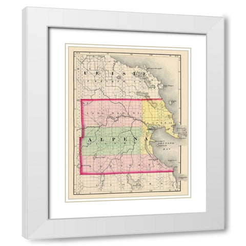 Alpena Michigan - Walling 1873 White Modern Wood Framed Art Print with Double Matting by Walling