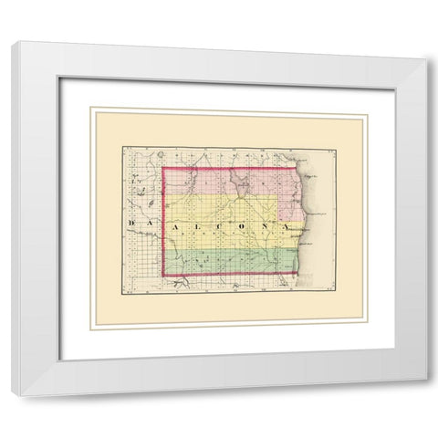 Alcona Michigan - Walling 1873 White Modern Wood Framed Art Print with Double Matting by Walling