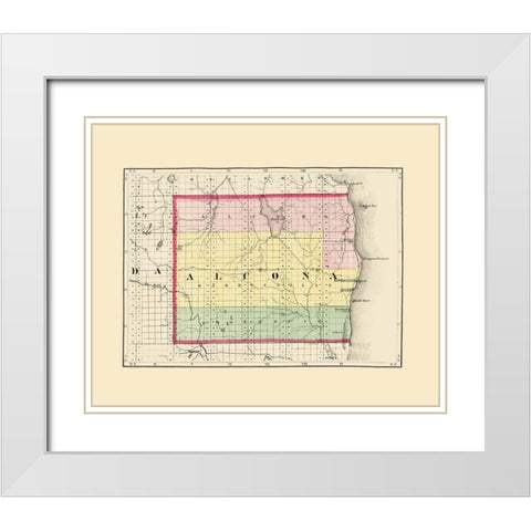 Alcona Michigan - Walling 1873 White Modern Wood Framed Art Print with Double Matting by Walling
