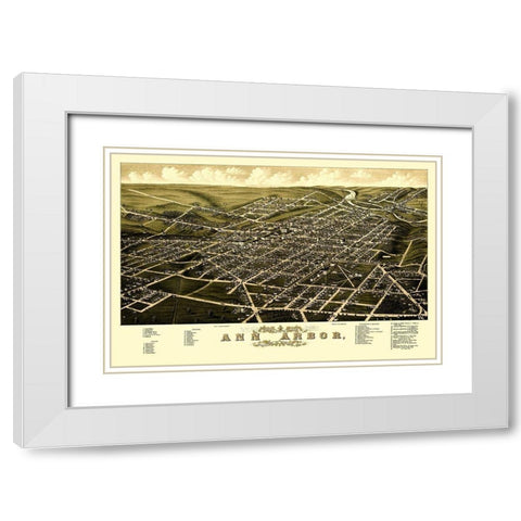 Ann Arbor Michigan - Beck 1880 White Modern Wood Framed Art Print with Double Matting by Beck