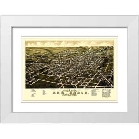 Ann Arbor Michigan - Beck 1880 White Modern Wood Framed Art Print with Double Matting by Beck