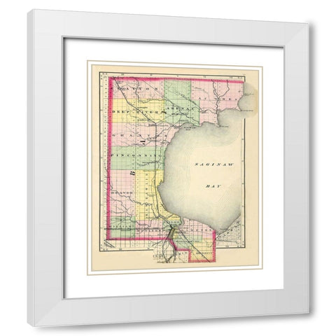 Bay Michigan - Walling 1873 White Modern Wood Framed Art Print with Double Matting by Walling