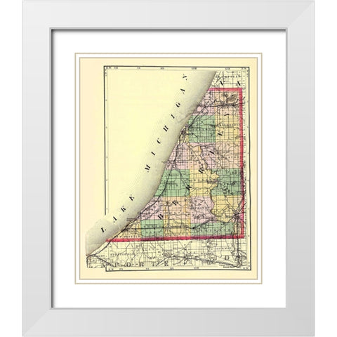 Berrien Michigan - Walling 1873 White Modern Wood Framed Art Print with Double Matting by Walling
