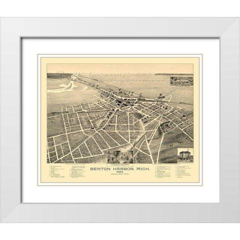 Benton Harbor Michigan - Pauli 1889  White Modern Wood Framed Art Print with Double Matting by Pauli