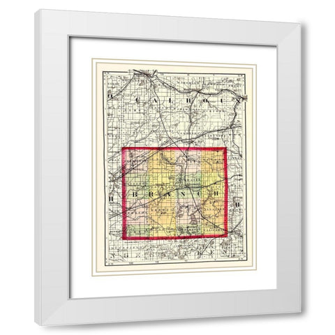 Branch Michigan - Walling 1873 White Modern Wood Framed Art Print with Double Matting by Walling